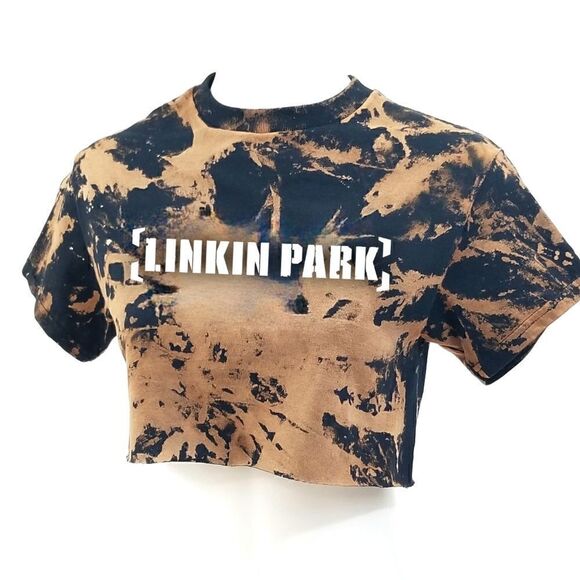 LINKIN PARK Acid Wash, Distressed "Cropped" Crop Top (Band Tee) Rock Tee Rap Tee - Picture 3 of 5
